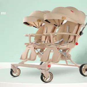 쌍둥이 유아용 접이식 휴대용 유모차 경량 평상형
