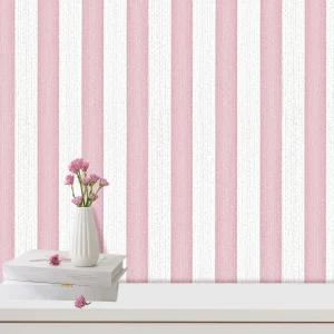 호리하우스 스트라이프 핑크 앤 화이트 벽지 필 스틱 보호 실버 텍스처 콘택트 페이퍼 15.7 x118 침실