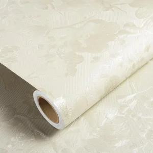 월링크 빈티지 실크 엠보싱 벽지 필 앤 스틱 베이지 플로럴 텍스처링 17.7 ×118 방수 크림 콘택트 페이퍼