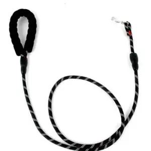 [반려] 회전버클 푹신한스펀지 야간산책줄 강아지목줄 강아지리드줄 로프 검정 1.5m