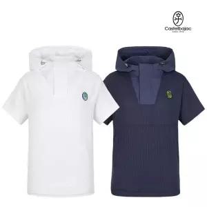 [하프클럽/기타]까스텔바작 골프 여성 여름 아노락 로고 매쉬 우븐 후드 반