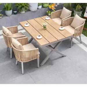 6인용 야외테이블 테라스 팔걸이체어 등받이의자 라탄