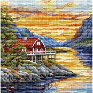 컬렉션 다트 카운트 크로스 스티치 키트 자연 경관 화이트 다 원단 14.5 x 22 cm DMC 실 중간 레벨 BC8103