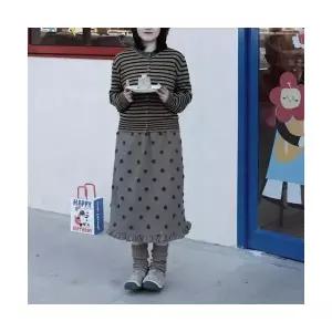 엘럽 여자 정장 스커트 허리밴딩 빈티지 슬림핏 면 울 부클 자수 도트 일자 모직 원템1