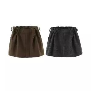 엘럽 여자 정장 스커트 퍼프 가 시크하고 슬림핏 반치마 잔모직 체크 원템1