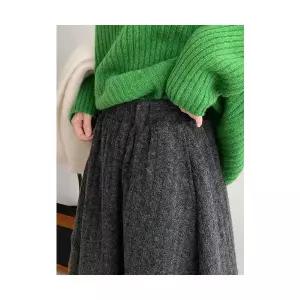 엘럽 여자 정장 스커트 빈티지 모직 오피스룩 밴딩 허리 슬림핏 원템1