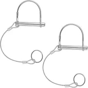 SWPHRT 2PCS 트레일러 커플러 핀 분실 방지 로프 링이 있는 카본 스틸 히치 잠금 견인 차량 샤프트