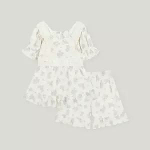 [lunaluz](신세계 사우스시티)여성 리앙플라워 레이온코튼 반소매 스퀘어넥 투피스 잠옷