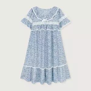 [lunaluz](신세계 사우스시티)여성 라쥴리 코튼 반소매 라운드넥 원피스 잠옷