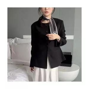 여자 봄 코트 하프 감각 라운드 트위드 BE1