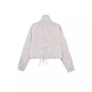 여자 봄 코트 하프 캐주얼 긴팔 차이나 체크 나일론 BE1