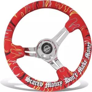 NRG 이노베이션스 NRG-RST-018CH-RLR 강화 스티어링 휠 - 라이언 리터럴 시그니처 3 깊이 5mm 크롬에 슬릿