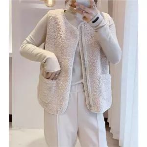 여친 뽀글이 슬림 조끼 후리스조끼 수면조끼