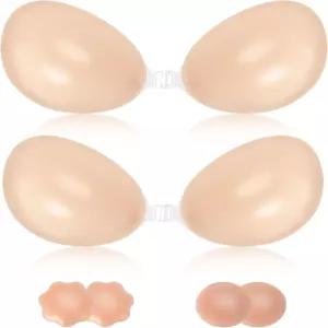 여성용 스티키 푸시업 브라 재사용 가능한 니플 커버가 있는 눈에 보이지 않는 실리콘 트 백리스 드레스