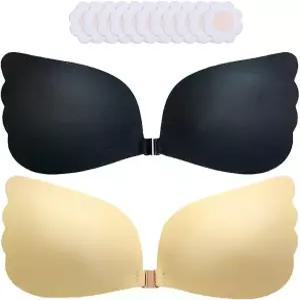 다유직 스틱 브라 푸시업 보이지 않는 백리스 스트랩리스 트 2켤레 니플 커버 포함 귀중품