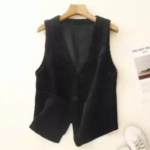 여성 가을 캐주얼 코트 솔리드 코듀로이 정장 조끼 브이넥 ST3