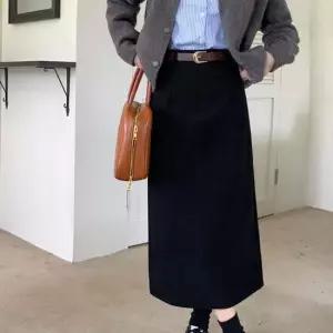 코듀로이 H라인 롱스커트 벨트 세트 겨울 치마 겨울하의