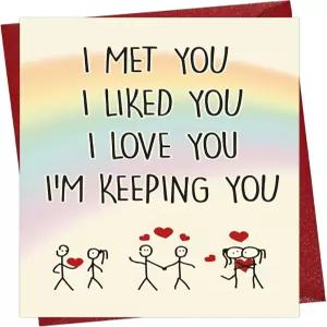 봉투가 있는 치어인 웃긴 기념일 카드 - 그와 그녀를 위한 유머러스한 러브 남편 아내 약혼자 남자친구