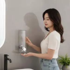 [SBD] 주방 자동 거품 물비누 욕실 벽걸이형 핸드워시 디스펜서 용기 투명