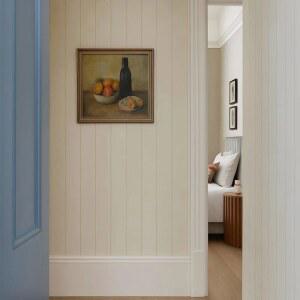 미니멀 얇은 스트라이프 필앤스틱 벽지 따뜻한 흰색 중성 라인 자가 접착 또는 전통 비 벽화 가볍고 우아한