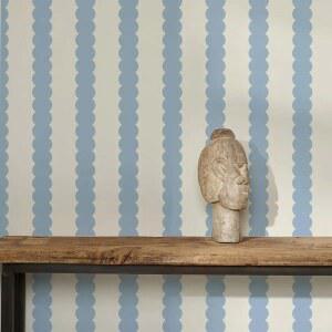 블루 추상 버블 라인스 필앤스틱 벽지 가정 장식용 스칼롭 스트라이프 블루 벽화 자가 접착 또는 전통적