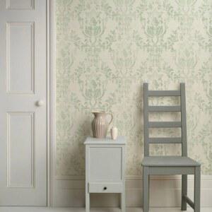 빈티지 녹색 다 마스크 벽지 롤 홈 장식용 껍질과 스틱 벽 종이 전통 부직포 벽 종이 롤 50*300cm