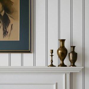 흑백 줄무늬 일반 벽지 클래식 블랙 라인 벽 커버 가볍고 우아한 미니멀리스트 벽화 전통 붙여넣기 없음