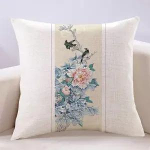 동양화 스타일 꽃 전통미 거실 쿠션 모란 소파