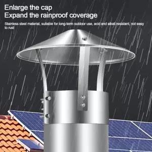 플랫덕트 75-160mm 환기형 레인 캡 스틸 외벽 공기 배출구 스토브 파이프 보호 커버 굴뚝 배기 후드 벽난로