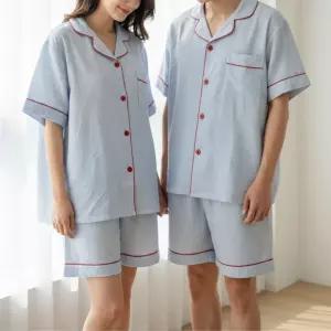 리네아루즈 스카이 스트라이프 커플잠옷 반팔 반바지 세트 지지미 여름 파