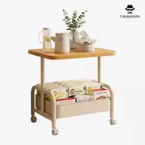 트윈스파파 DIY 이동식 우드 철제 수납 바스켓 미니 테이블(P0000UEB/3컬러)