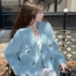 인조퍼 아우터 자켓 겨울 데일리 소라색 가을 정장핏 페이크퍼 캐주얼 스우