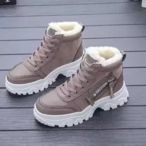 키높이스니커즈 여성 겨울 방한화 하이탑 퍼스니커즈 털운동화 키높이