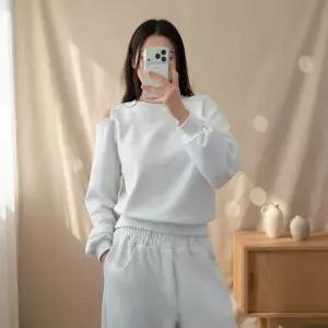 [다잇템] 여성 봄용 맨투맨 세트 어깨트임 와이드밴딩팬츠