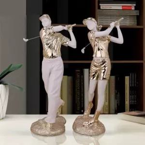 골프 장식 인형 골퍼 피규어 소품 스윙 기념품 실내 미니어처 개업 화이트