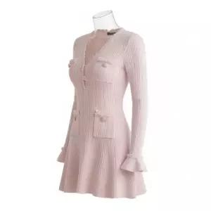 SELF-PORTRAIT 26SS PEARL TRIM KNIT MINI DRESS RS26163S-PINK) 펄 트림 니트 미니 드레스)