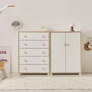 나무뜰 라온 800 베이비장 아기 옷장+800 5단 서랍장 세트 (다리형) OWF184C