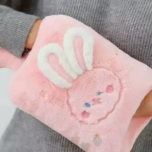 토끼 캐릭터 부드러운 천 주머니 온수 보온 찜질 팩 겨울 야외 활동 손 배 허리