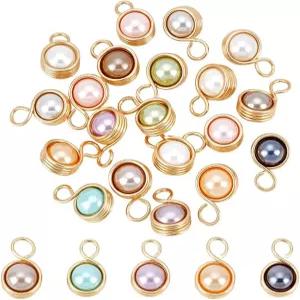 PH PandaHall 20Pcs 담수 진주 매력 펜던트 16mm 황동 와이어 랩 쉘 라운드 비즈 목걸이 팔찌 귀걸이