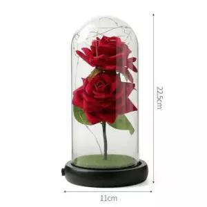 [Deco] 레드로사 유리돔 장미 무드등 무선 꽃조명 조화무드등