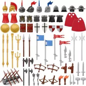 기사 피규어 고대 왕국 군인 성 장비 및 주요 브랜드와 호환되는 장난감 블록 키트용 펠레프 중세 무기 팩