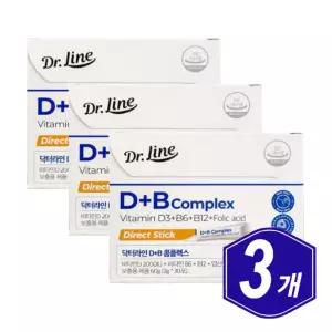 시니어 먹는 닥터라인 D+B콤플렉스 다이렉트 비타민D 비타민B 엽산 2g x 30포/ 3개