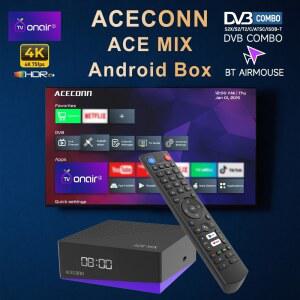 셋톱박스 ACECONN 위성 수신기 안드로이드 IPTV 박스 4K DVB S2 T2 TVONAIR3 32GB 플레이어 듀얼 와이파이 블루투스 리모컨 에어 마우스 ACEMIX TV