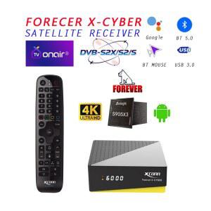 셋톱박스 XCONN FOREVER CYBER 4K TV 박스 슈퍼 안드로이드 ACECONN X4GB 32GB 듀얼 WiFi 리모컨 블루투스 백라이트 검색 학습 기능