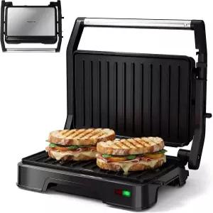 KEINVE 파니니 프레스 그릴 샌드위치 메이커 - 2-슬라이스 180 조절 가능한 힌지 850W 전기 논스틱 주조