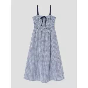 에잇세컨즈 체크 스모킹 원피스  네이비 115571AQ6R