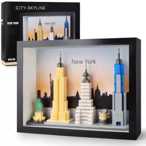 뉴욕시 스카이라인 마이크로 블록 빌딩 세트 세계적으로 유명한 건축 모델 3D 월 아트 홈 오피스 장식