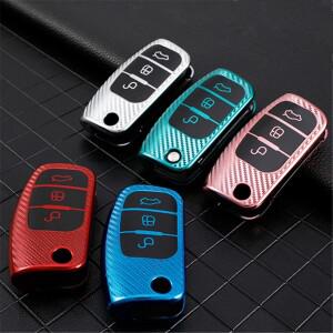 탄소 섬유 TPU 자동차 원격 키 커버 케이스 포드 호환 피에스타 포커스 2 Ecosport 쿠가 탈출 팔콘 B-최대
