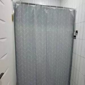 [SBD] 샤워커튼 헤링본 행거가리개 그레이 피부관리실커튼 방수 화장실샤워커튼 욕실커튼 150x180