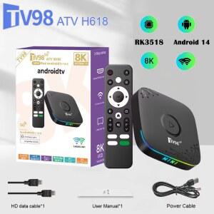 셋톱박스 TV98 ATV 미니 스마트 TV 박스 안드로이드14 RK3518 1080P HD 5G 와이파이 수신기 구글 유튜브 넷플릭스 미디어 플레이어 지원